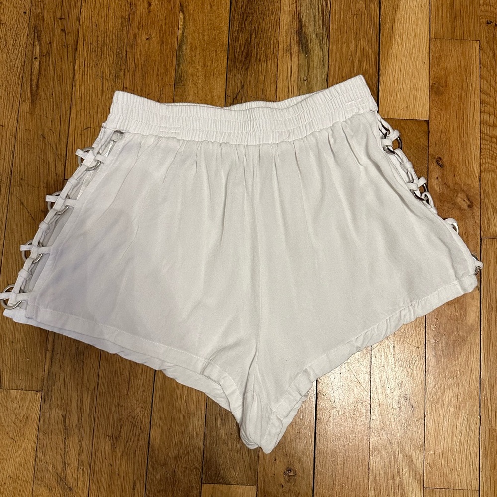 LF Stores Women’s White Ring Cut Out Shorts